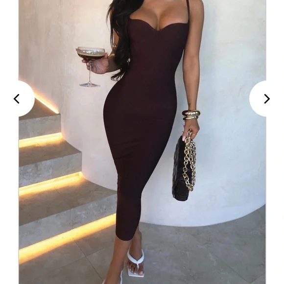 Babyboo fashion Brown midi dress XS - Picture 1 of 1